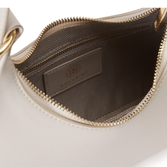 Bolvaint Blanche Leather Purse Light Gray Gold Small  Medium Shoulder Tote Bag - Picture 5 of 6